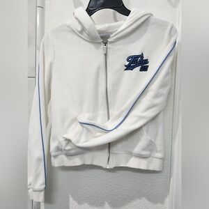 Forever 21 White Hoodie with Orange and Black Detail